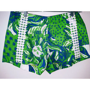 Lilly Pulitzer Sz 0 LIZA Limeade Roar of the Jungle Shorts